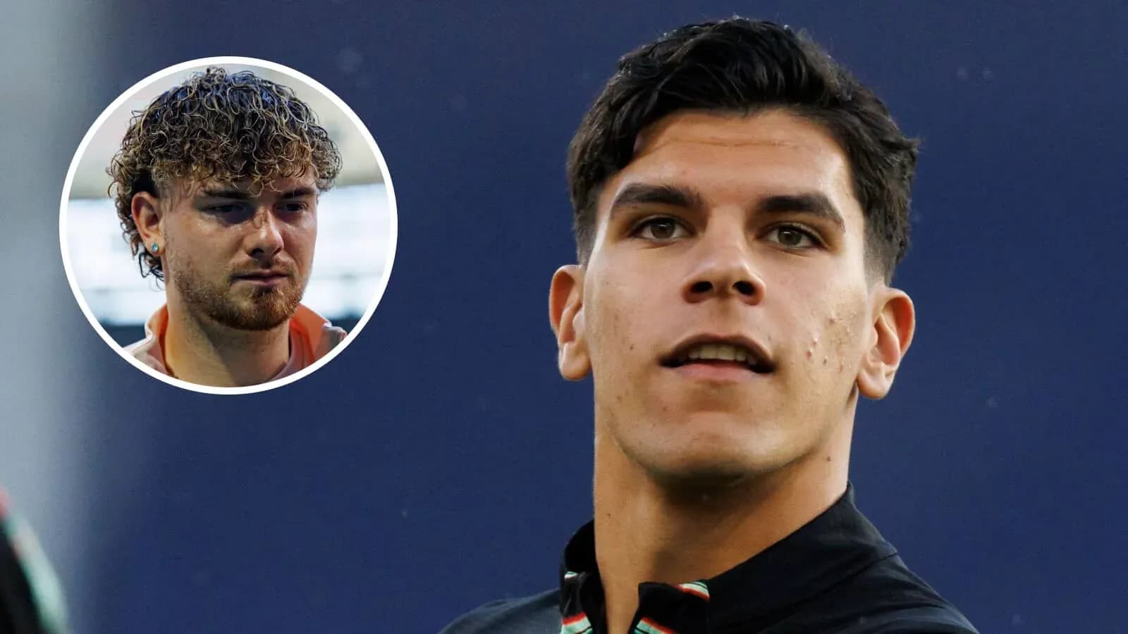 Dos jugadores en un evento deportivo, uno en primer plano
