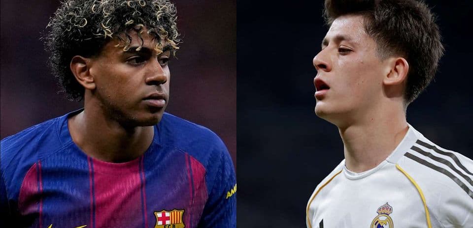 Jugadores de FC Barcelona y Real Madrid en retratos