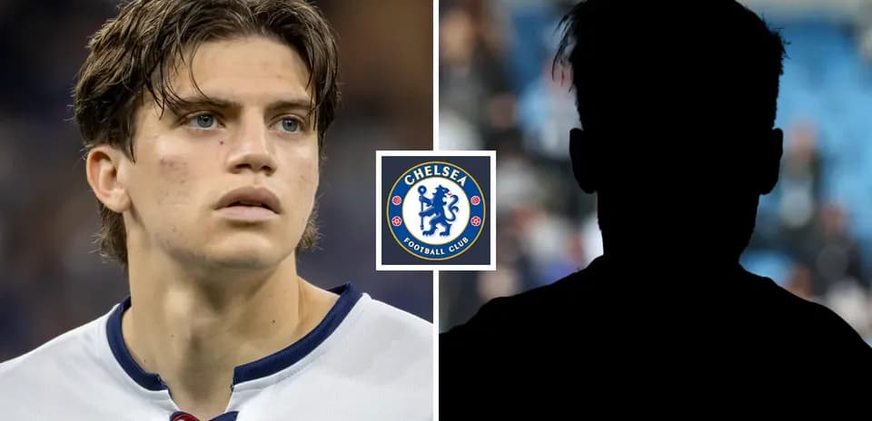 Jugador de Chelsea con fondo oscuro y logo del club