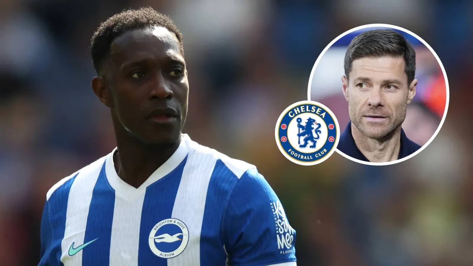Jugador de Brighton en acción con logotipo de Chelsea