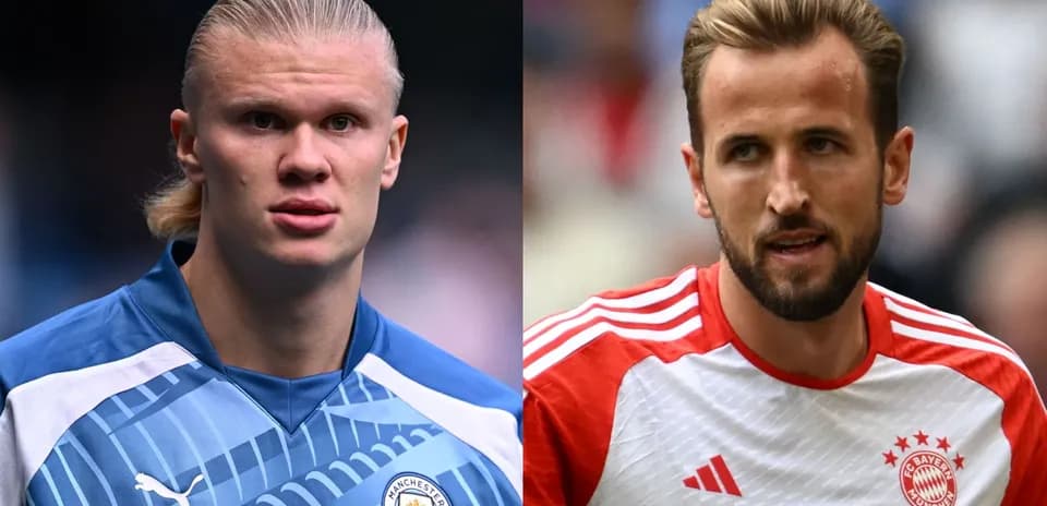 Erling Haaland y Harry Kane en sus camisetas de equipo