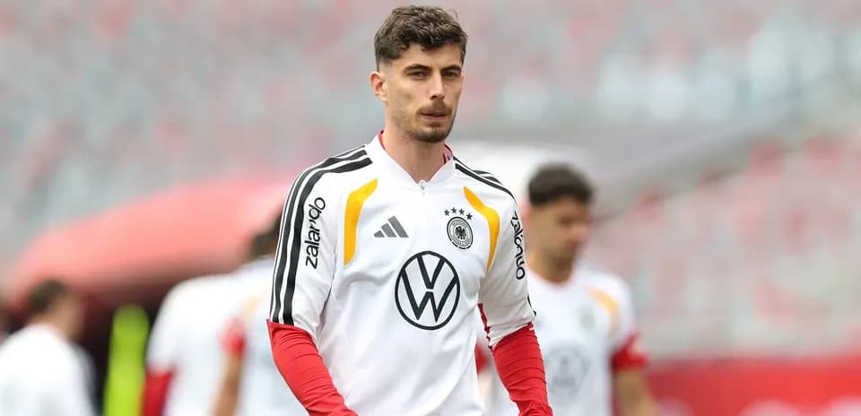Jugador de Alemania en el calentamiento antes del partido