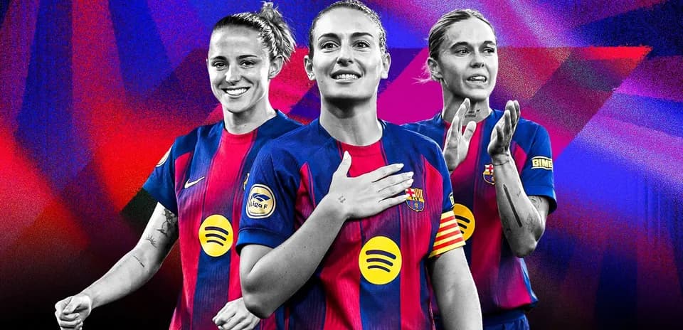 Jugadoras del FC Barcelona en uniforme del equipo