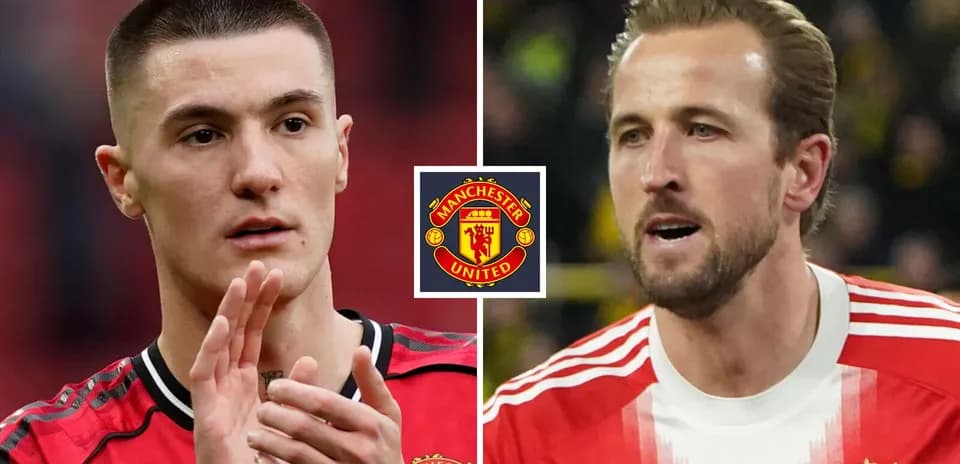 Jugadores de fútbol en camiseta de Manchester United y Bayern Múnich