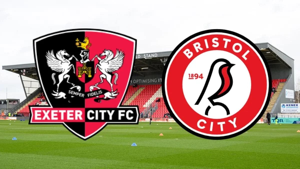 Logos de Exeter City FC y Bristol City en el estadio
