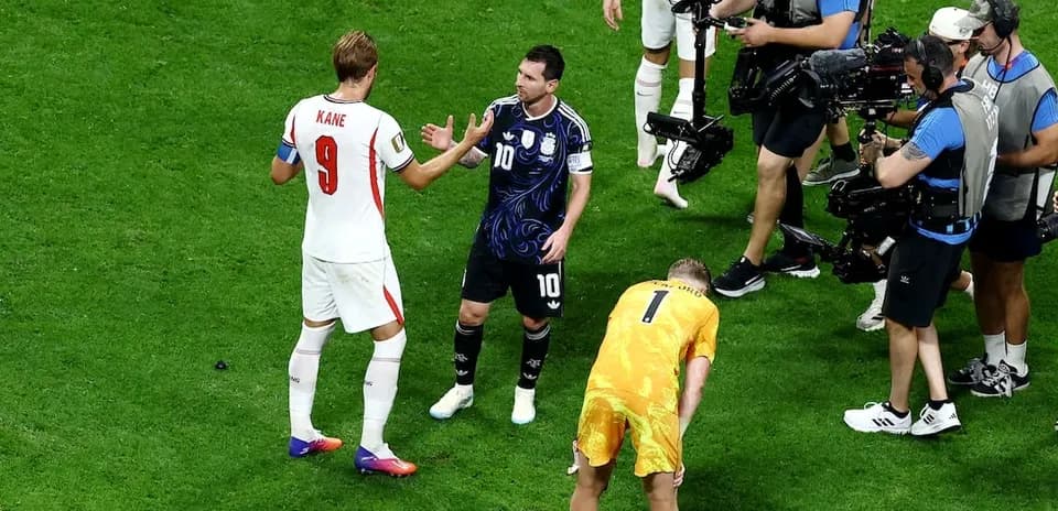 Kane y Messi en el partido Inglaterra-Argentina