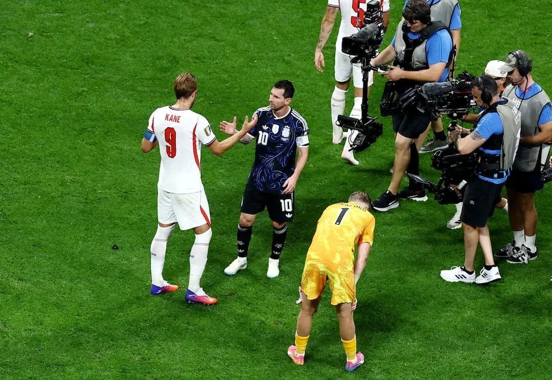 Kane y Messi en el partido Inglaterra-Argentina