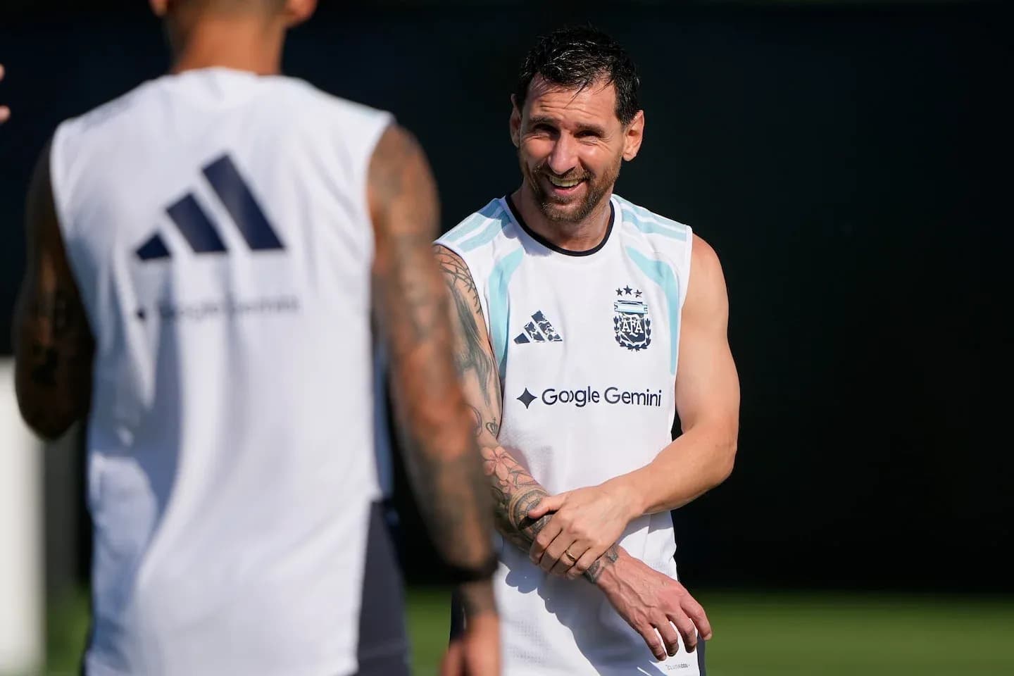 Lionel Messi durante entrenamiento de la selección argentina