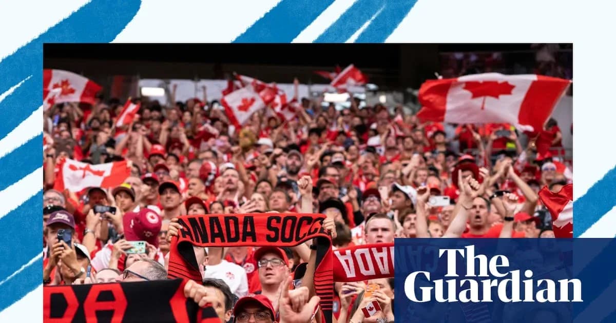 Aficionados animando con banderas y bufandas de Canadá