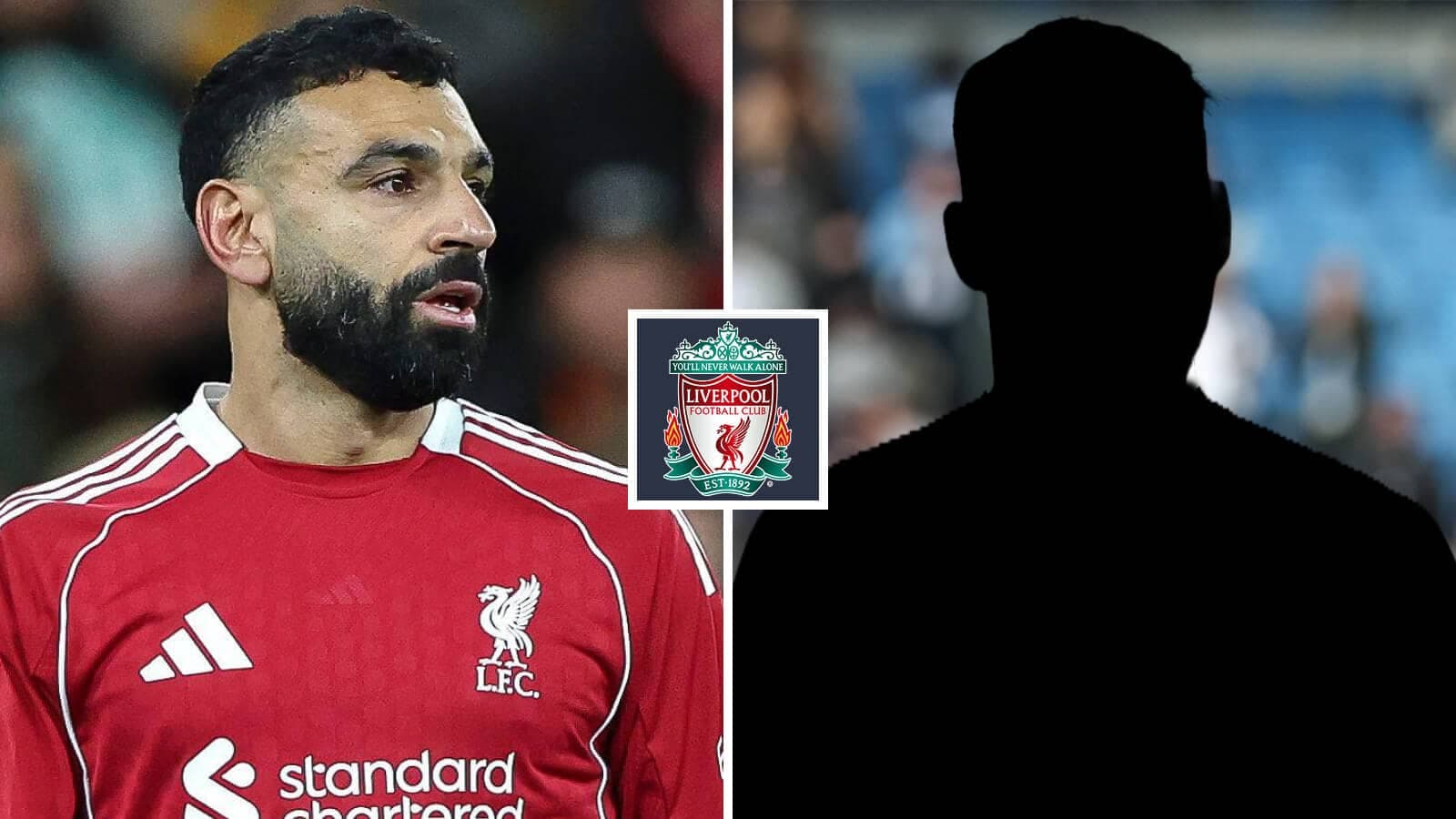 Mohamed Salah en camiseta de Liverpool junto a silueta
