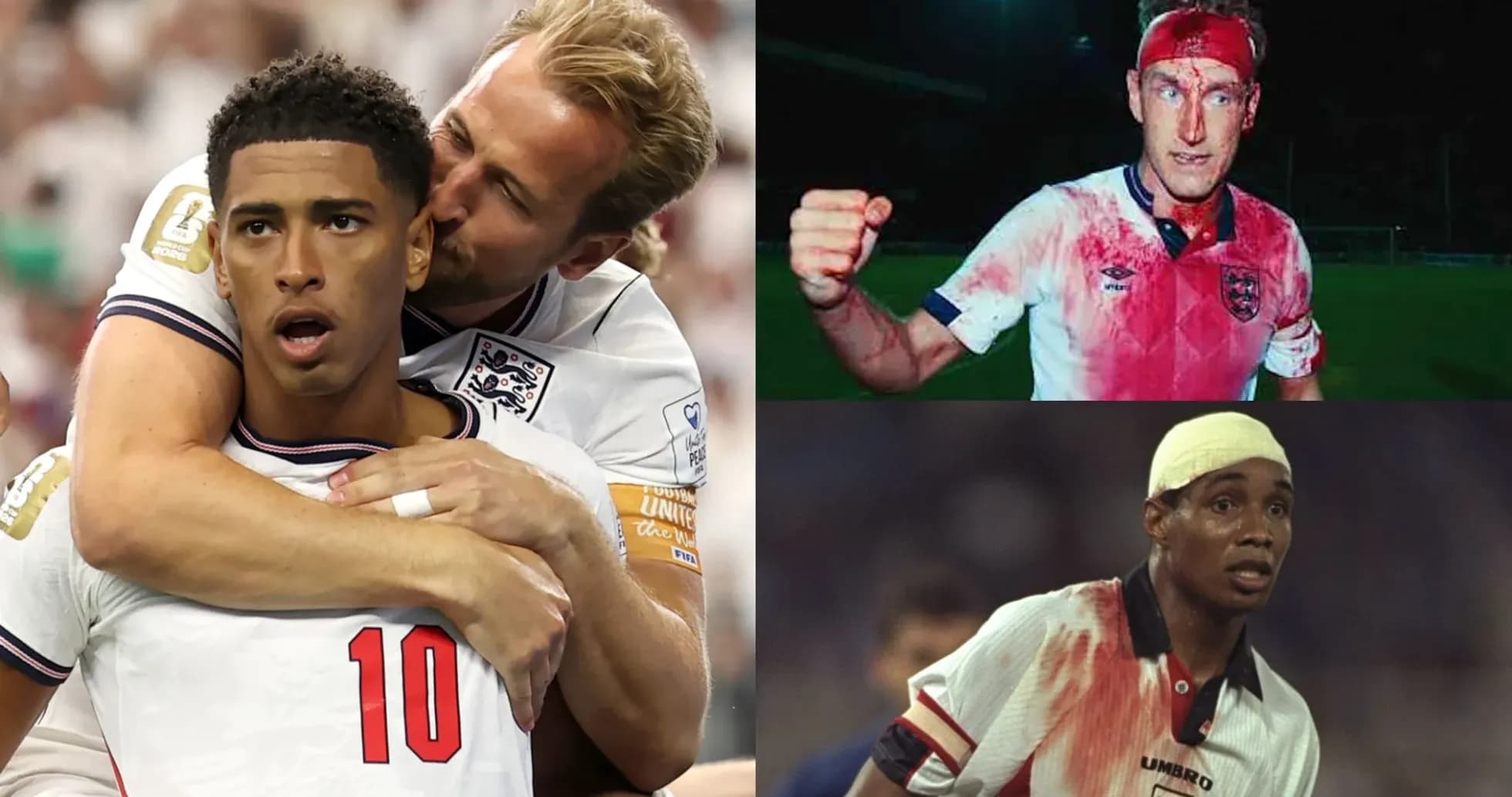 Tres futbolistas de Inglaterra en diferentes momentos