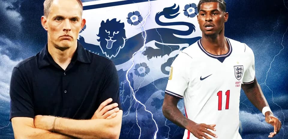 Entrenador y jugador de Inglaterra con fondo de tormenta