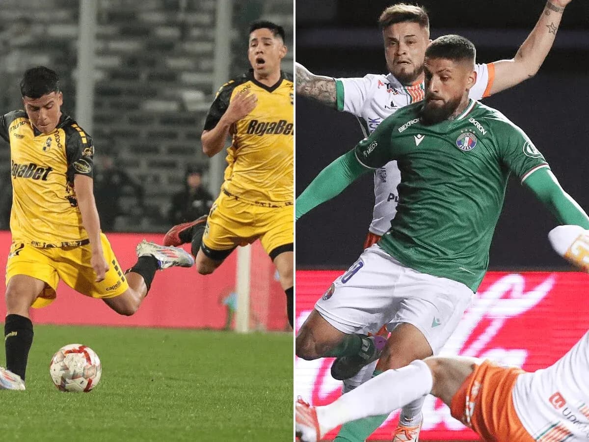 Jugadores de Coquimbo Unido y A. Italiano en acción