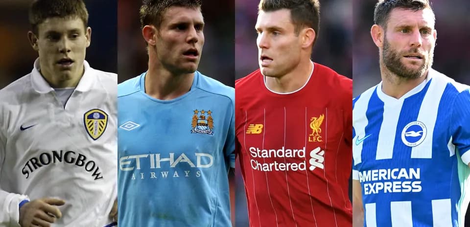 Cuatro jugadores de fútbol en diferentes camisetas de clubes