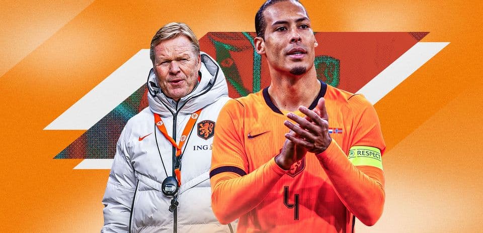 Ronald Koeman y Virgil van Dijk en fondo naranja