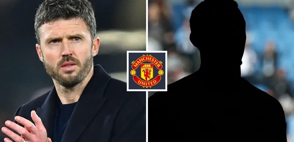 Michael Carrick y figura en silueta con logo de Manchester United