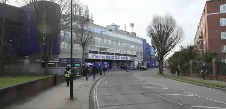 Exterior view of Loftus Road Stadium in London