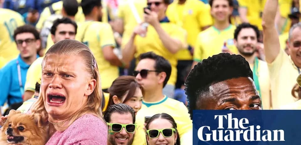 A fan with a dog among cheering supporters in yellow
