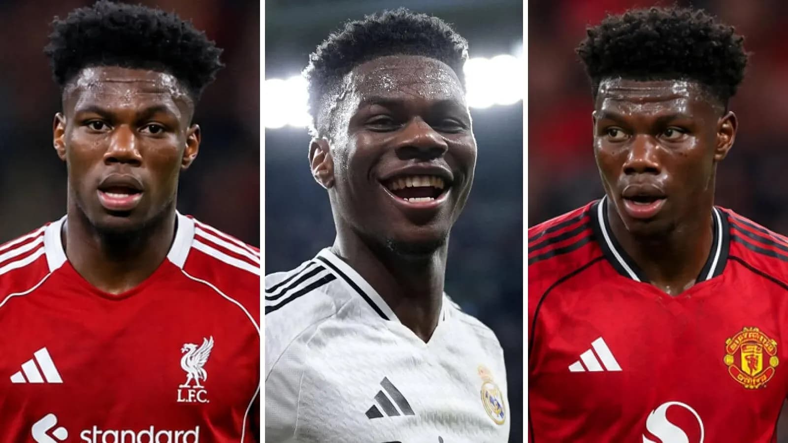 Jugador en tres camisetas de clubes diferentes