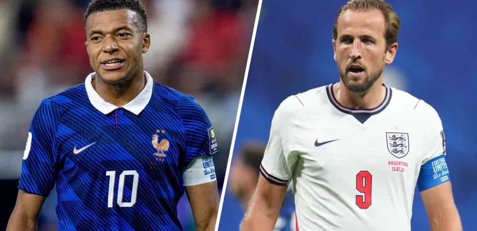 Mbappé y Kane durante un partido de fútbol