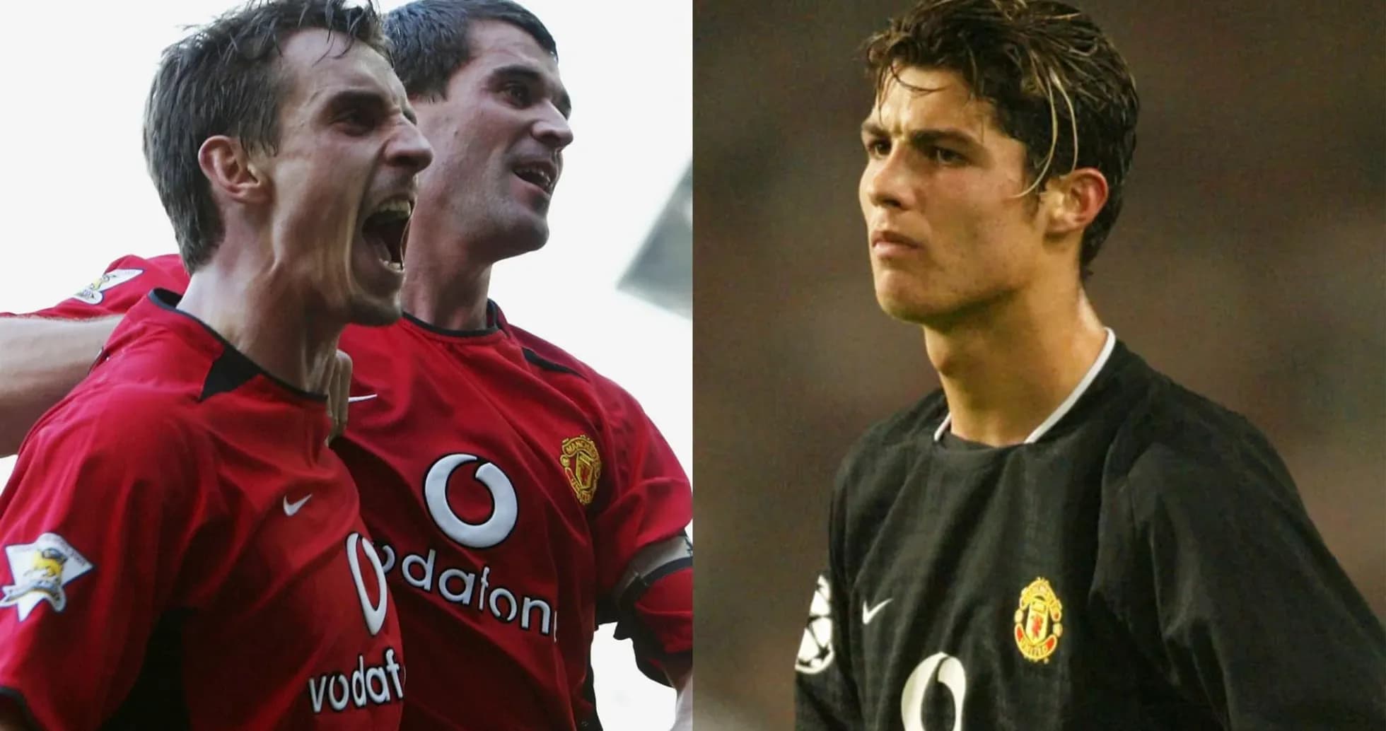 Jugadores de Manchester United celebrando y Cristiano Ronaldo pensativo