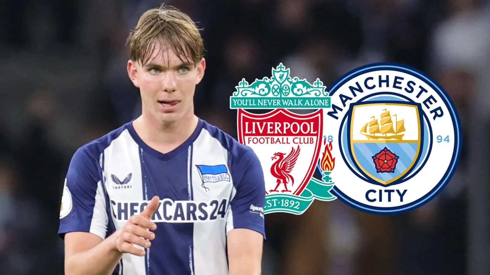 Jugador señalando durante el partido entre Liverpool y Manchester City