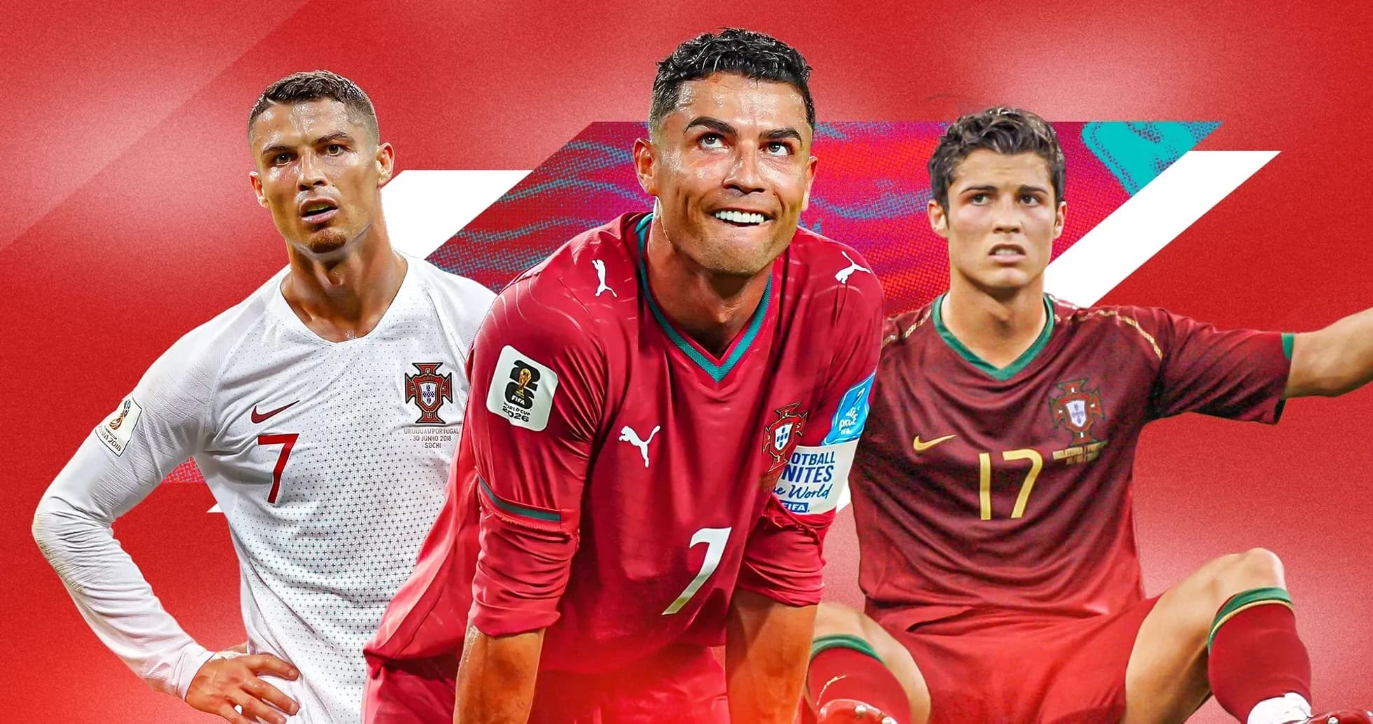 Cristiano Ronaldo en diferentes etapas con Portugal