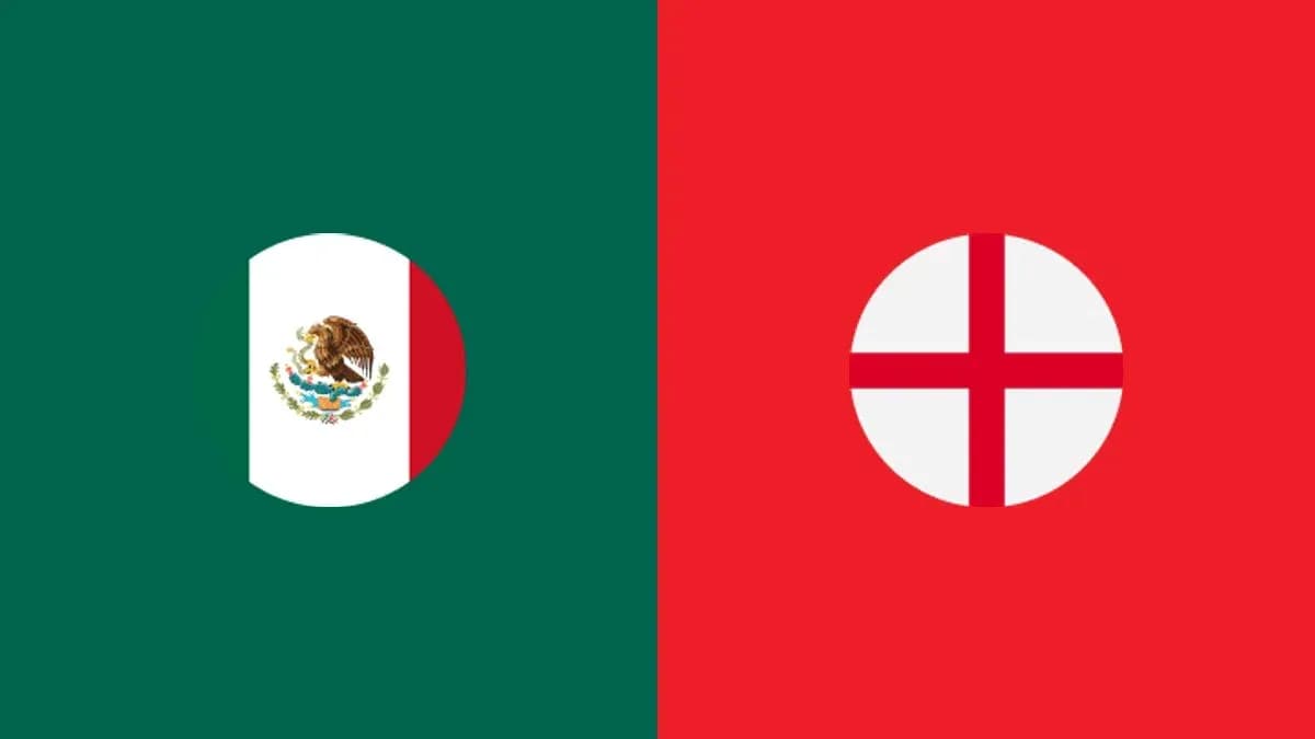 Banderas de México y Inglaterra en fondo colorido