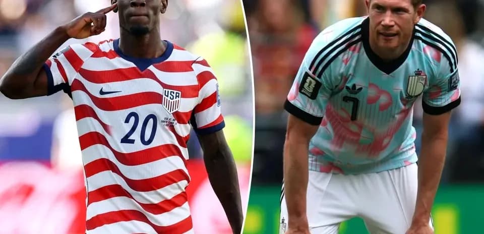 Jugadores de USA y Bélgica en el Mundial