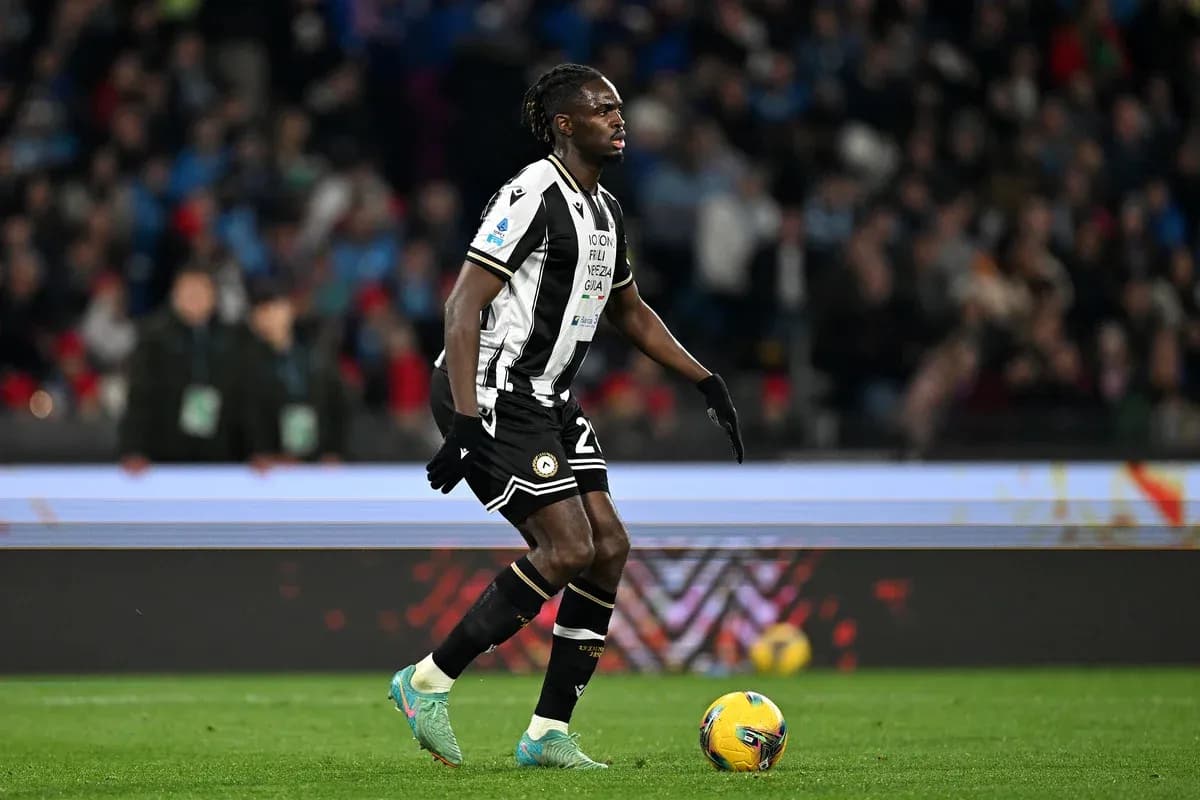 Jugador de Udinese durante partido contra Napoli