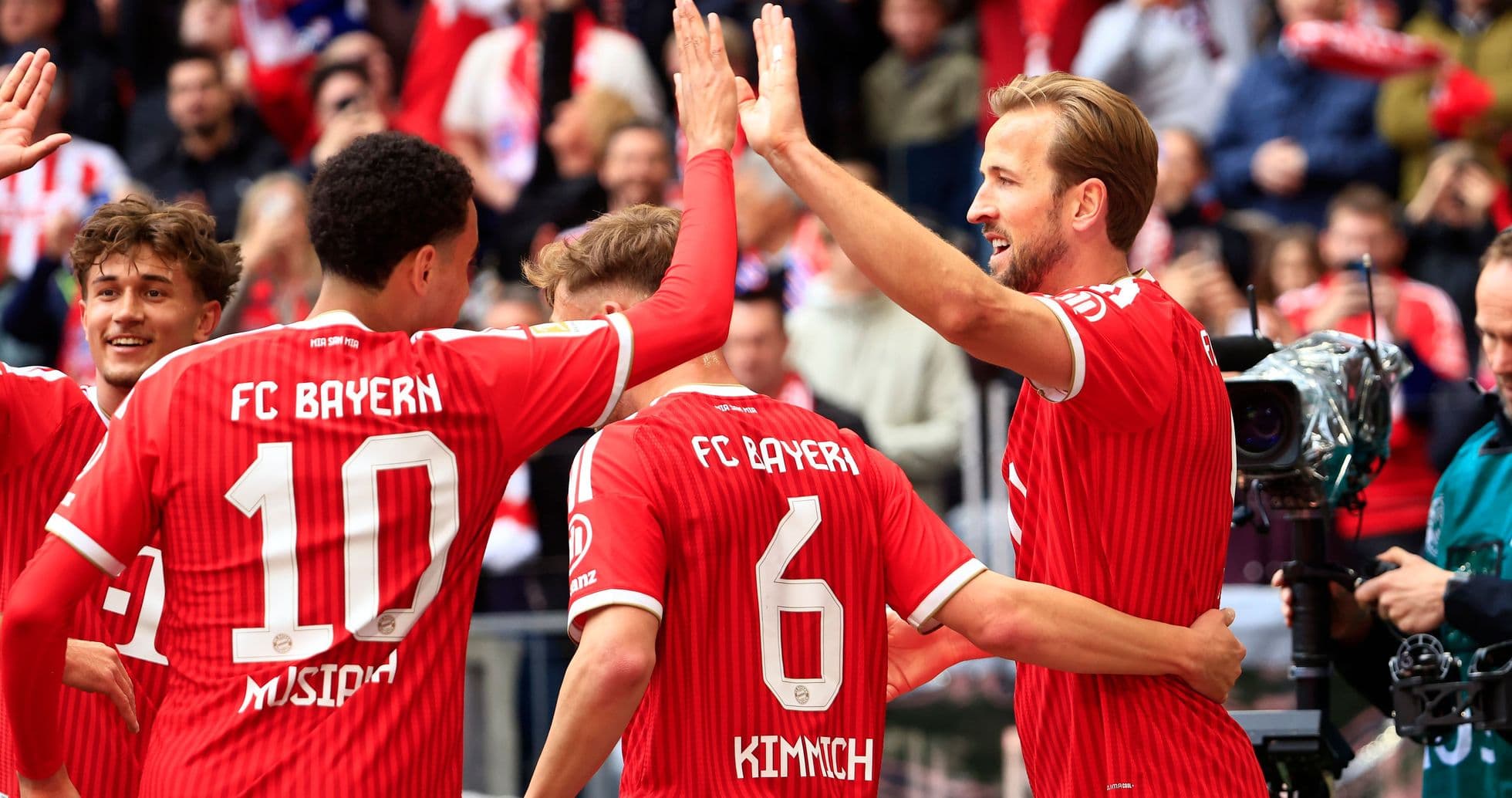 Jugadores de Bayern celebrando un gol en el partido