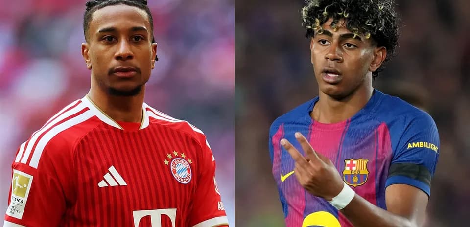 Jugadores de Bayern y Barcelona en el campo