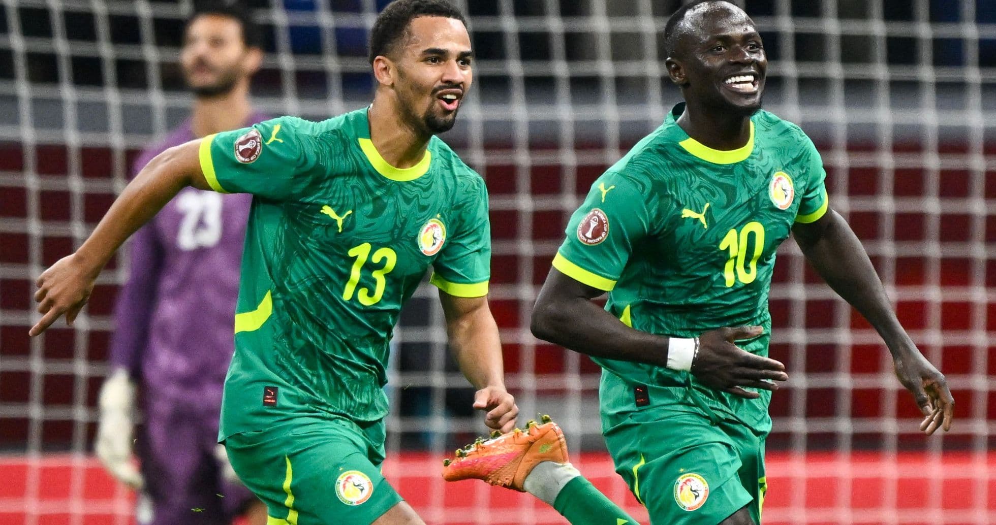 Jugadores de Senegal celebrando un gol en el partido
