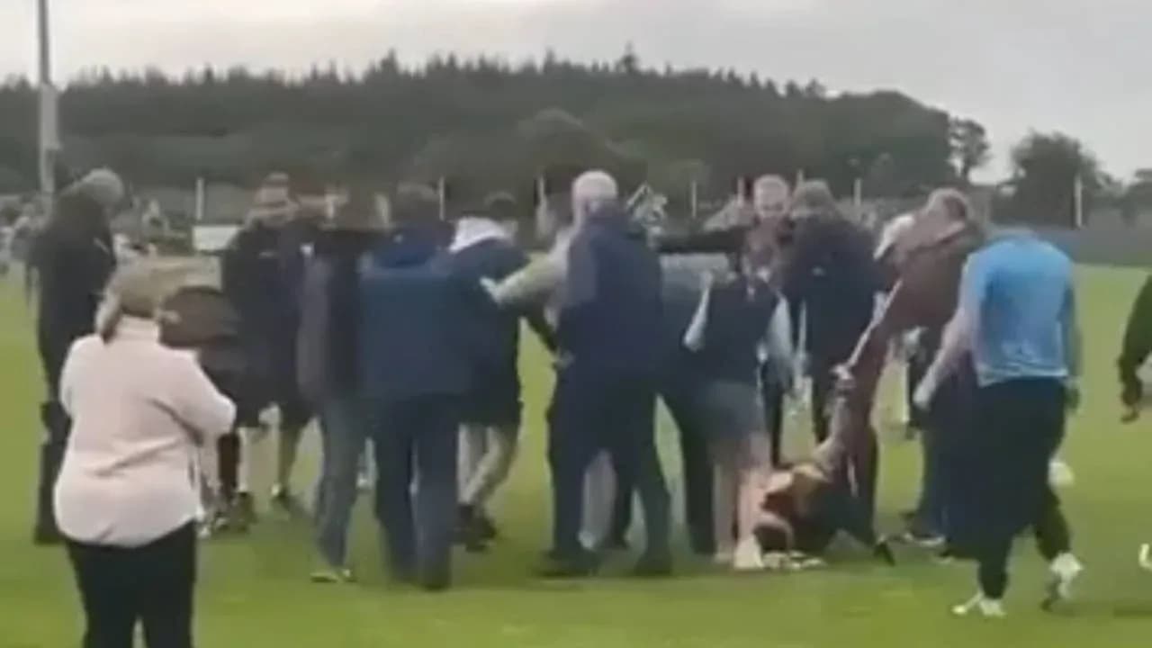 Multitud en el campo durante un altercado
