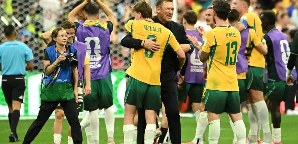 Jugadores australianos celebrando después del partido