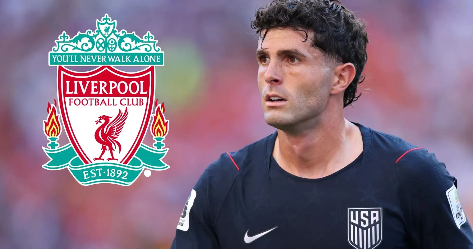 Jugador de la selección de EE. UU. con logo de Liverpool Jugador de la selección de EE. UU. con logo de Liverpool