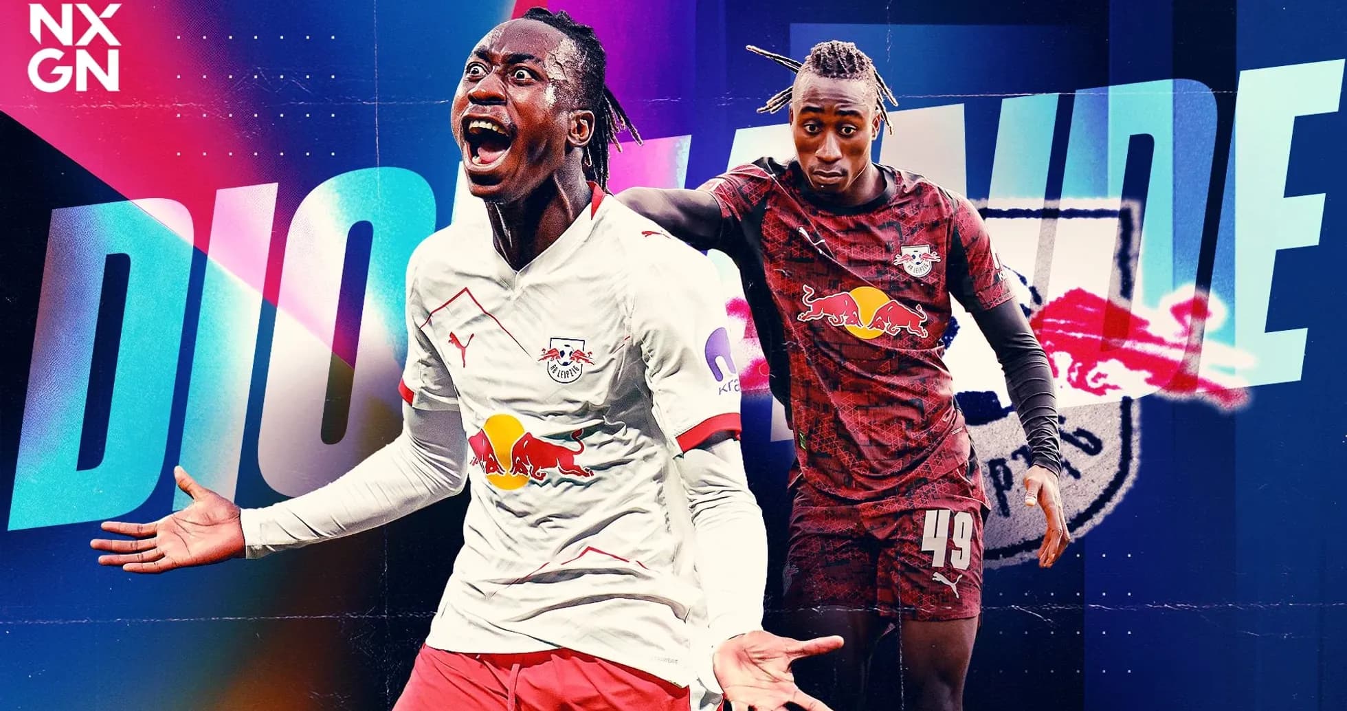 Duo de jugadores de RB Leipzig celebrando y posando Duo de jugadores de RB Leipzig celebrando y posando