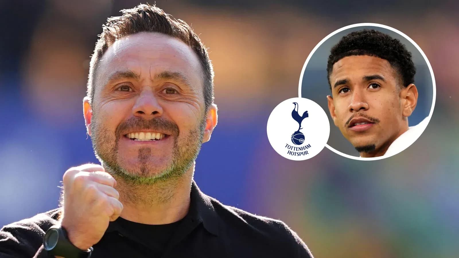 Entrenador sonriente de Tottenham Hotspur en el campo Entrenador sonriente de Tottenham Hotspur en el campo