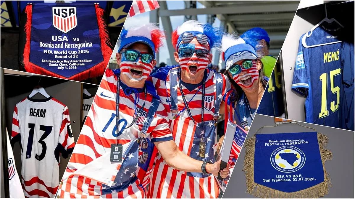 Fanáticos de USA y Bosnia en el estadio Fanáticos de USA y Bosnia en el estadio