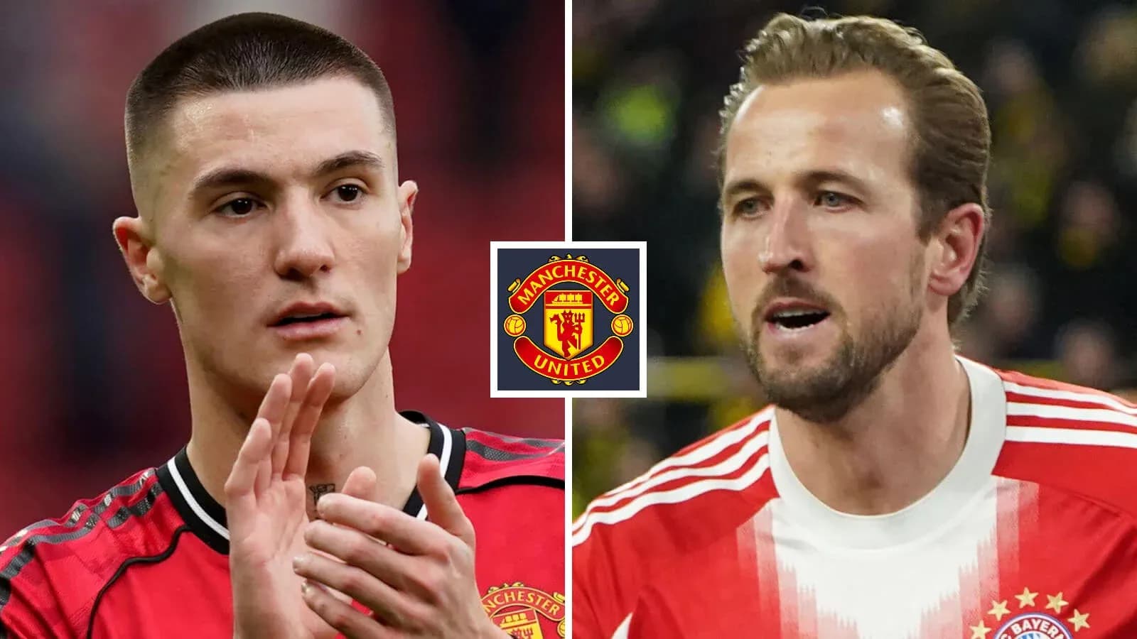 Jugadores de fútbol en camiseta de Manchester United y Bayern Múnich Jugadores de fútbol en camiseta de Manchester United y Bayern Múnich