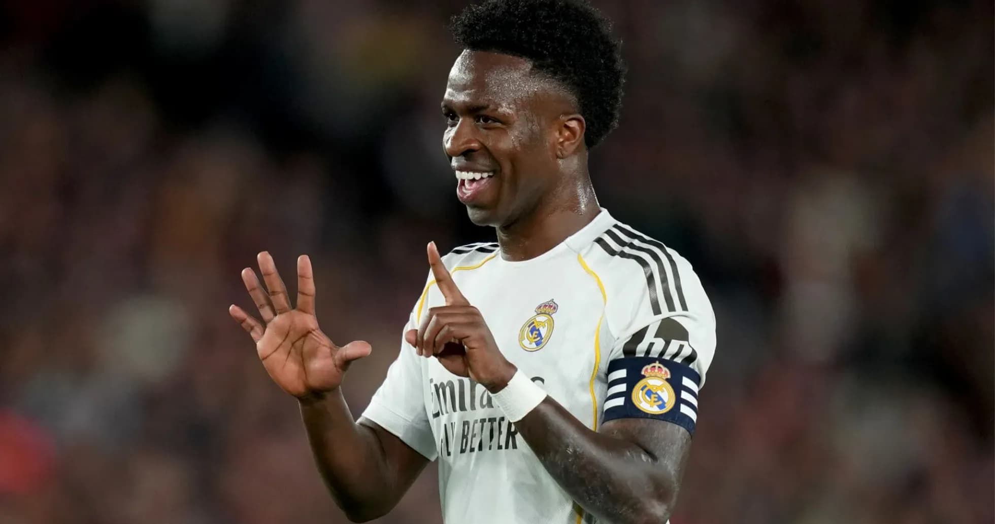Vinícius Júnior celebrando un gol con Real Madrid Vinícius Júnior celebrando un gol con Real Madrid