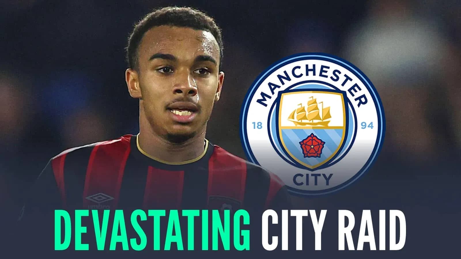 Jugador de Bournemouth con escudo de Manchester City Jugador de Bournemouth con escudo de Manchester City