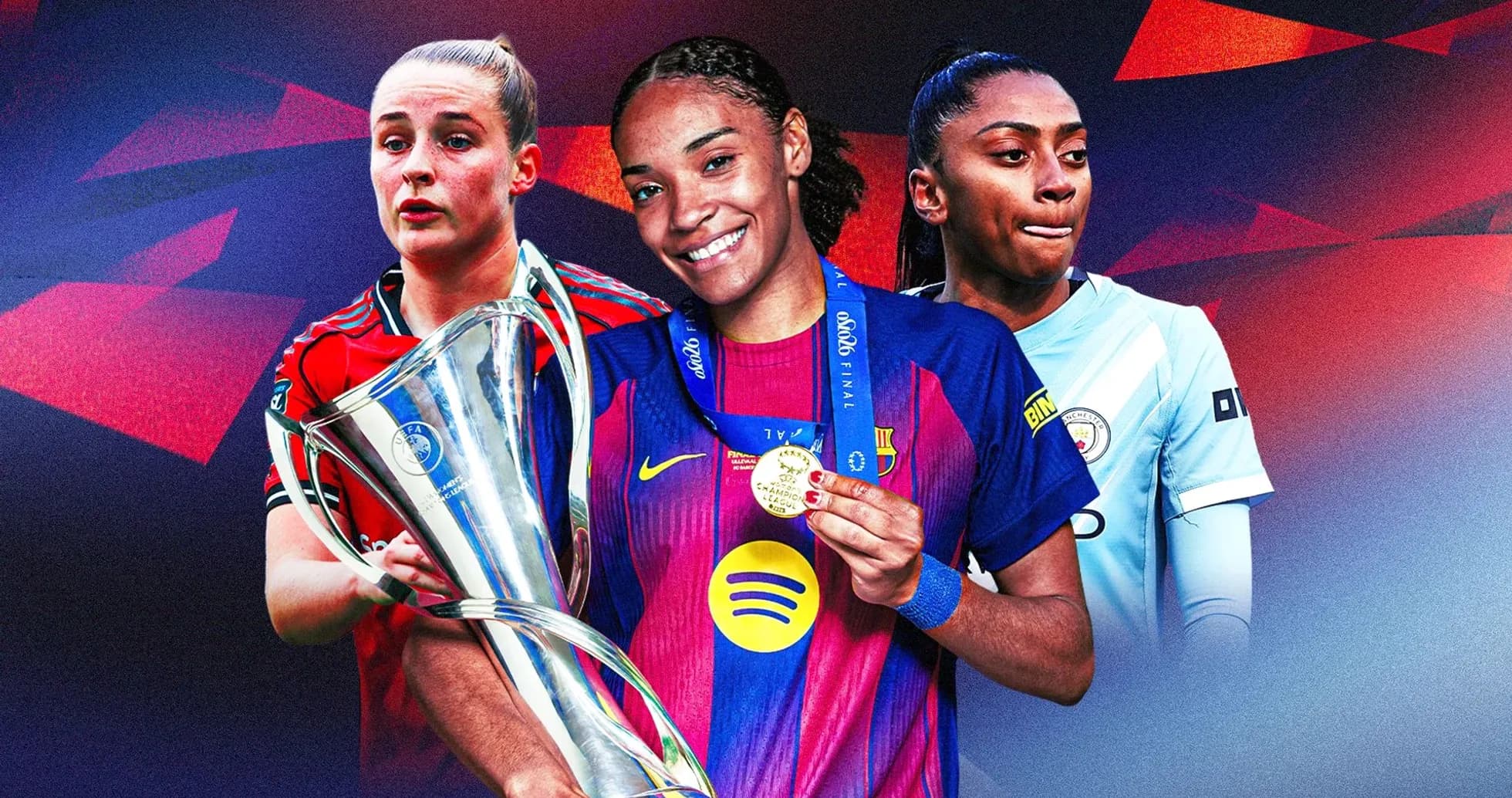 Jugadoras de fútbol sosteniendo trofeo y medalla Jugadoras de fútbol sosteniendo trofeo y medalla