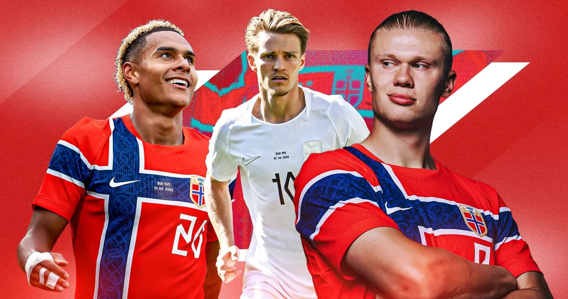 Jugadores de Noruega en uniformes de fútbol Jugadores de Noruega en uniformes de fútbol