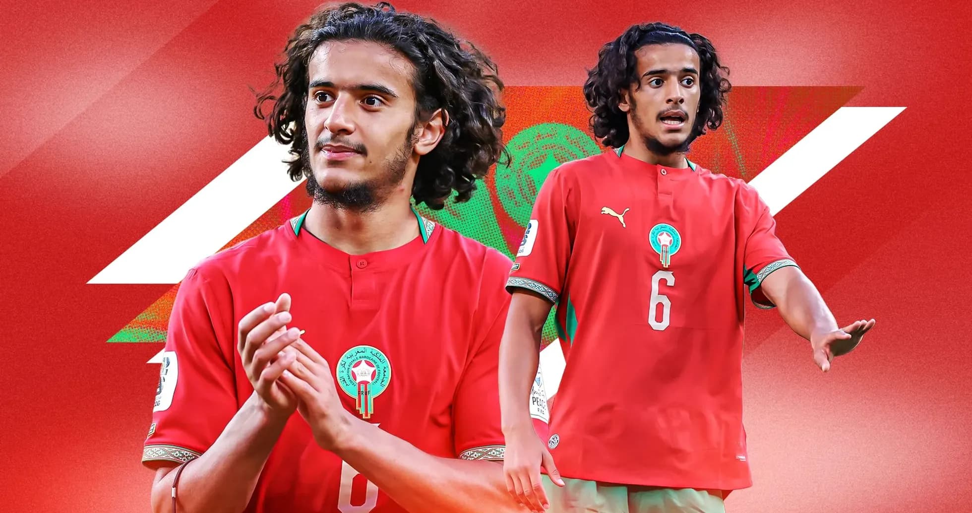 Jugador de Marruecos en uniforme durante la presentación Jugador de Marruecos en uniforme durante la presentación