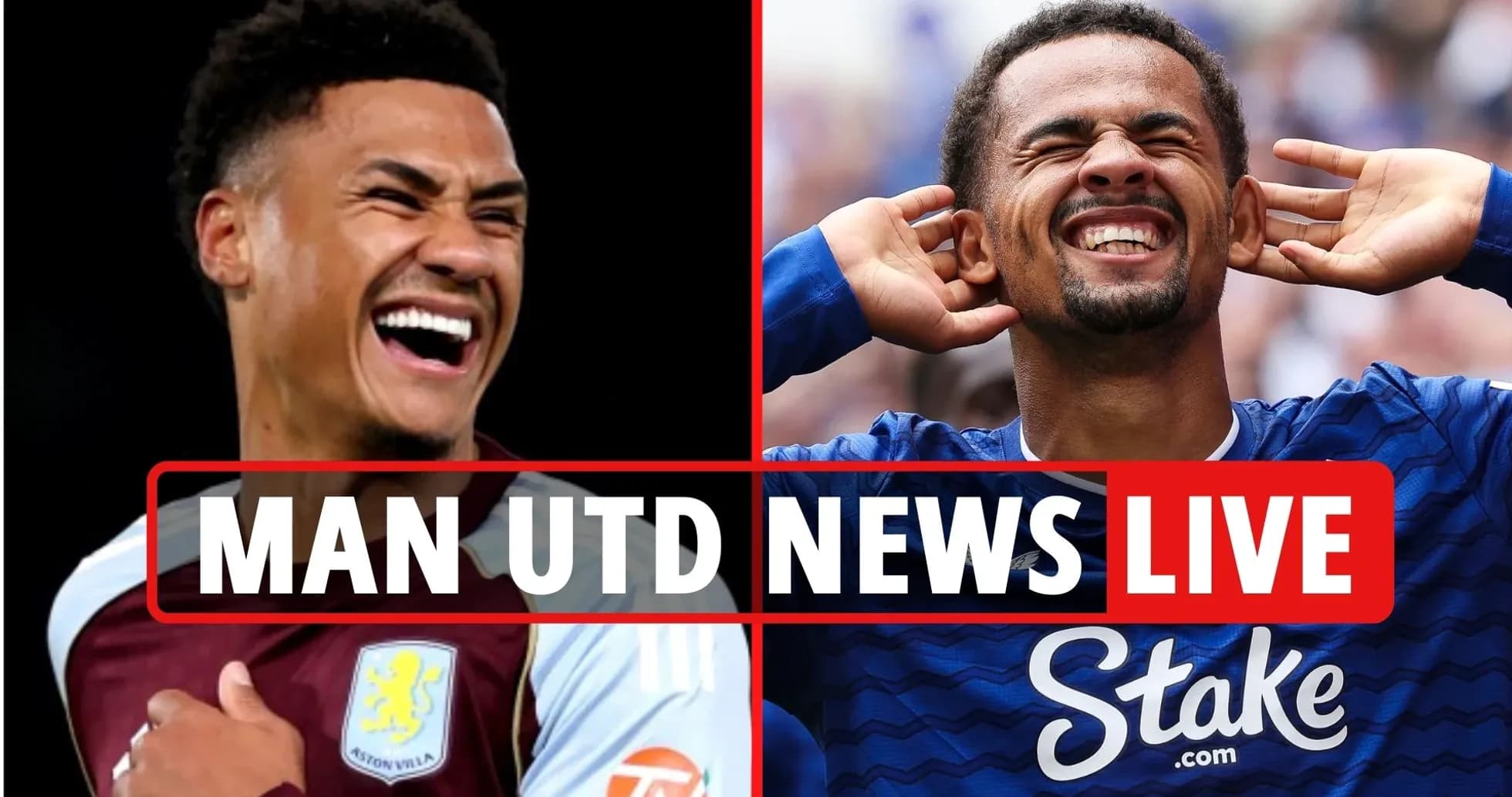 Jugadores sonrientes de Aston Villa y Everton Jugadores sonrientes de Aston Villa y Everton