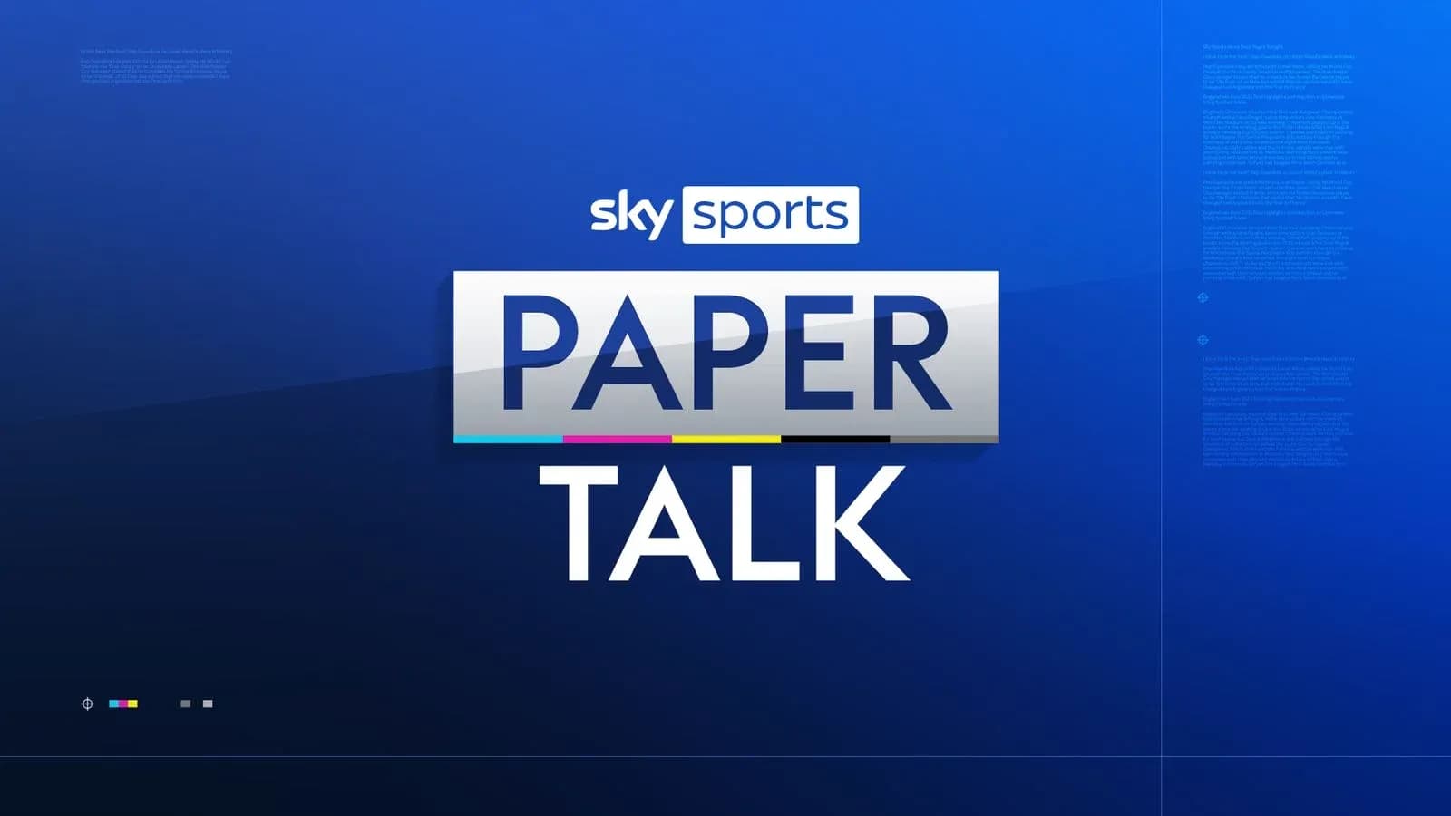 Logotipo de Sky Sports Paper Talk sobre fondo azul Logotipo de Sky Sports Paper Talk sobre fondo azul