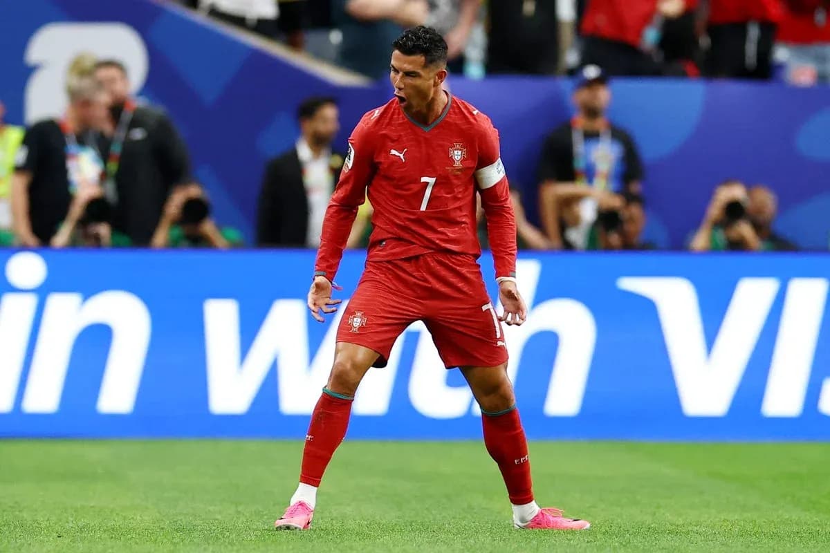 Cristiano Ronaldo celebrating a goal for Portugal Cristiano Ronaldo celebrating a goal for Portugal