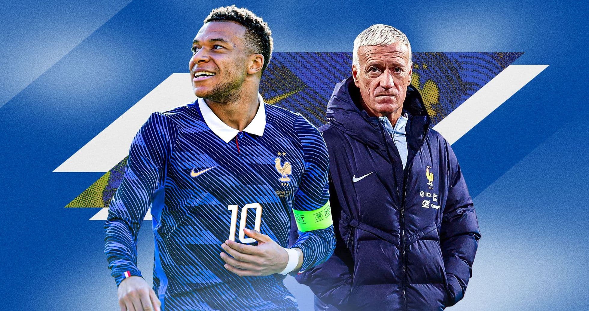 Kylian Mbappé y Didier Deschamps con uniforme de Francia Kylian Mbappé y Didier Deschamps con uniforme de Francia