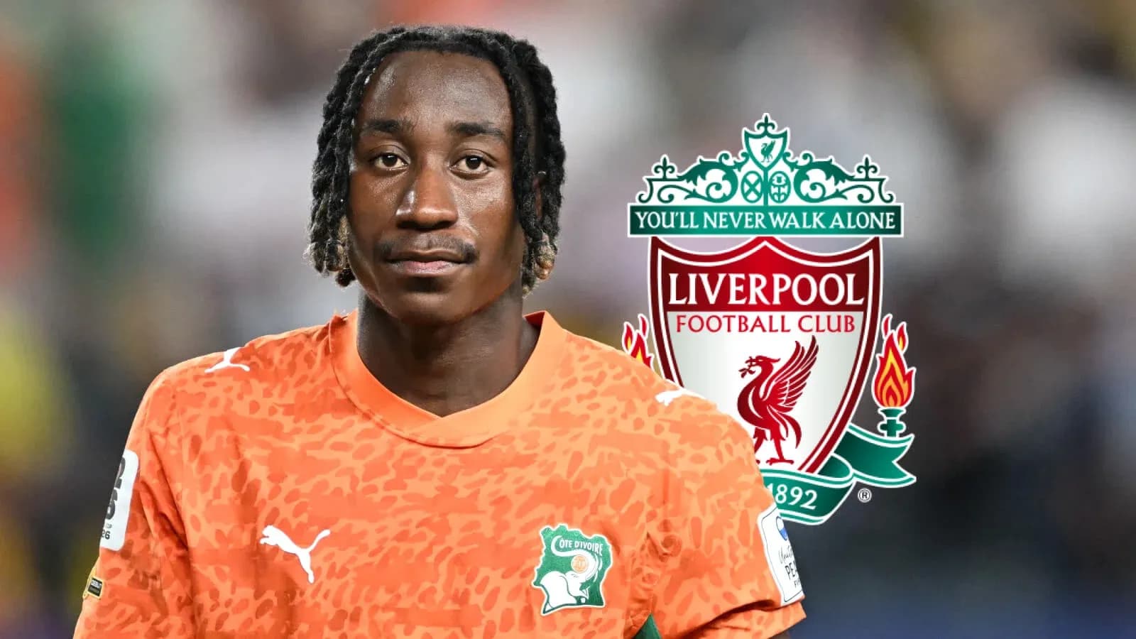 Portero con camiseta de Côte d'Ivoire y logo de Liverpool Portero con camiseta de Côte d'Ivoire y logo de Liverpool